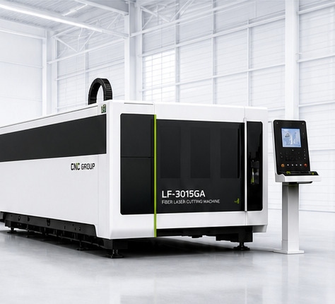 CNC GROUP fiber laser cutting machine in a bright factory
