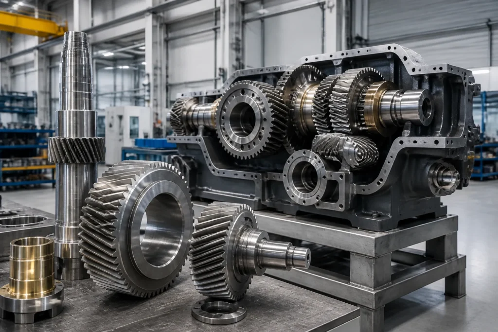 Industrial gearbox and machined components