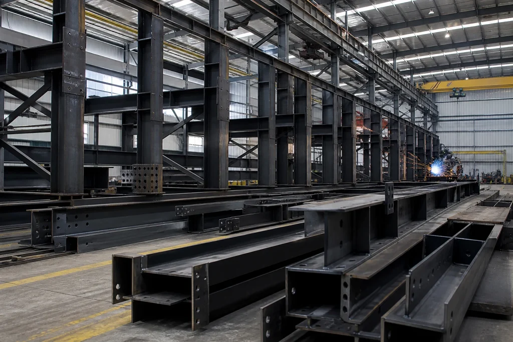 Structural steel fabrication workshop
