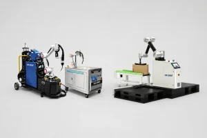 Collaborative welding and palletizing robot systems