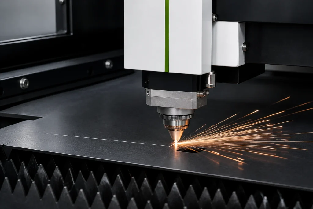 Laser cutting head processing sheet metal